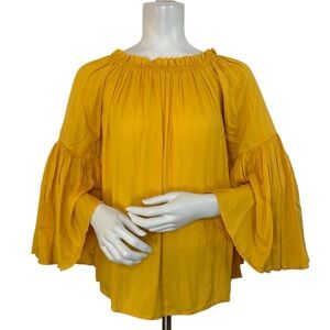Women's Mustard Yellow Bell Sleeve Top